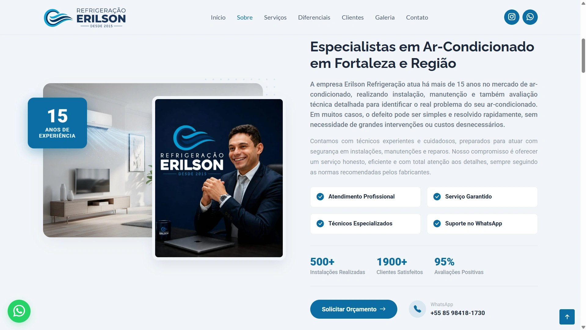 Website institucional Erilson Refrigeração
